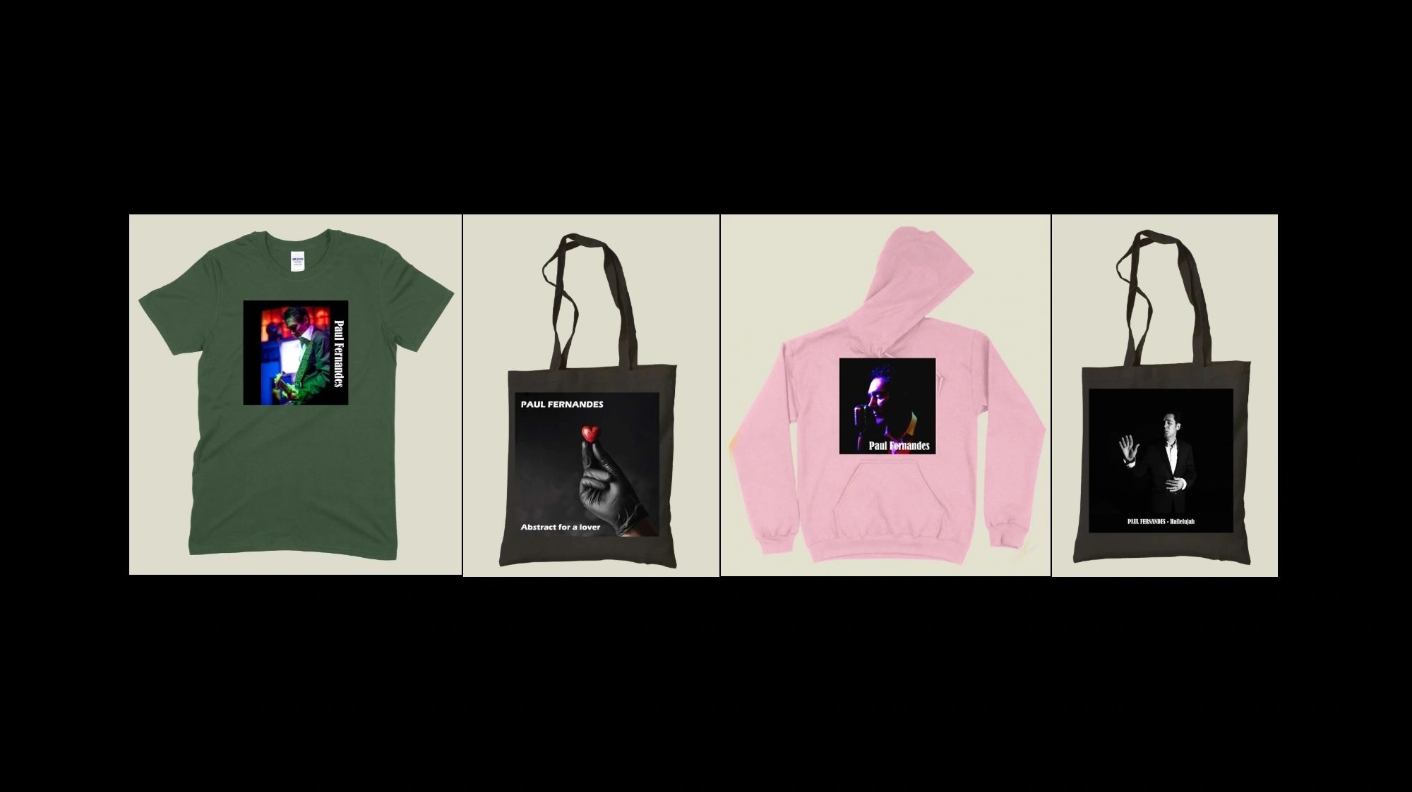 Paul Fernandes merchandise — hoodies and tote bags